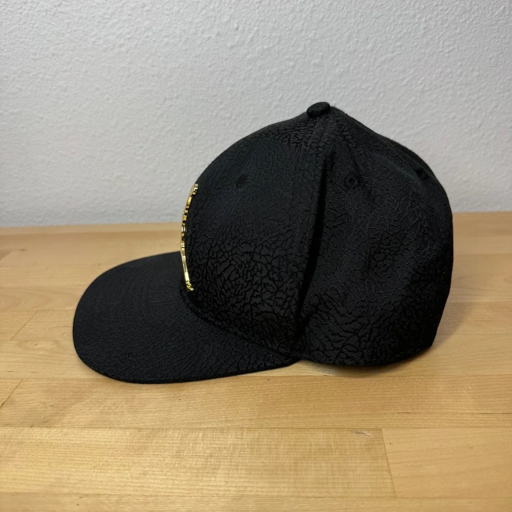Jordan Youth Black Elephant Print Snapback Hat Gold Jumpman Logo 1623-429 316